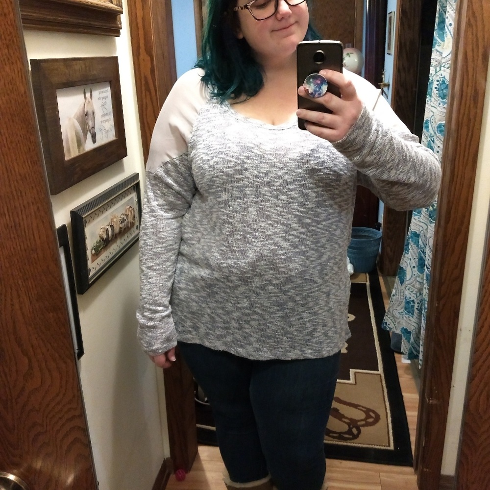 Silver sheer detail top
